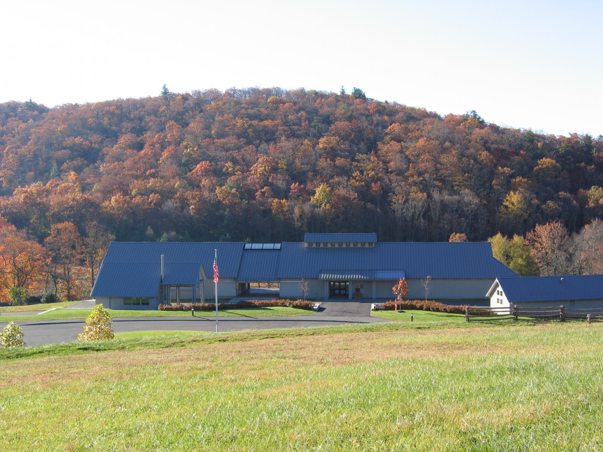 Blue Ridge Music Center surrounded by trees in autumn