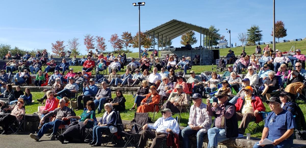 Concert attendees at the Blue Ridge Music Center amphitheater